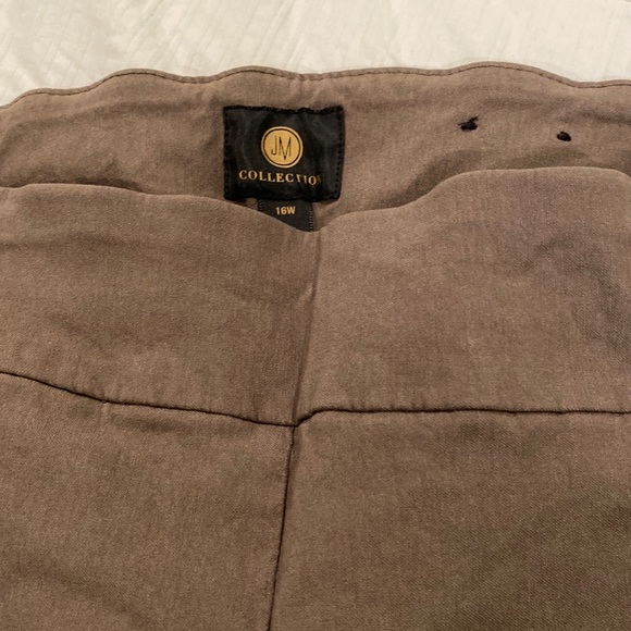 Brown/olive JM Collection stretch trousers - Picture 2 of 2